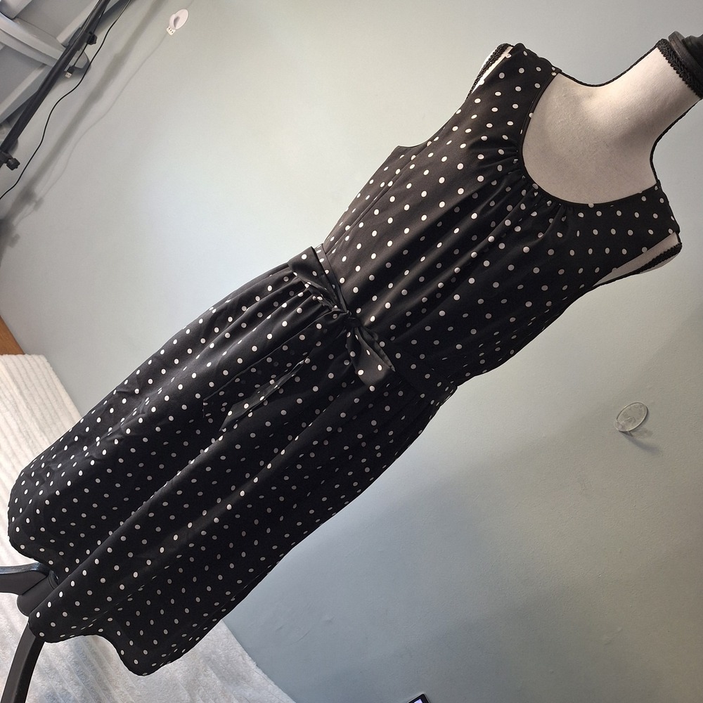 TALBOTS CHIFFON POLKA DOT PIN UP DRESS  WOMENS 10 BLK/WHT PRETTY WOMEN